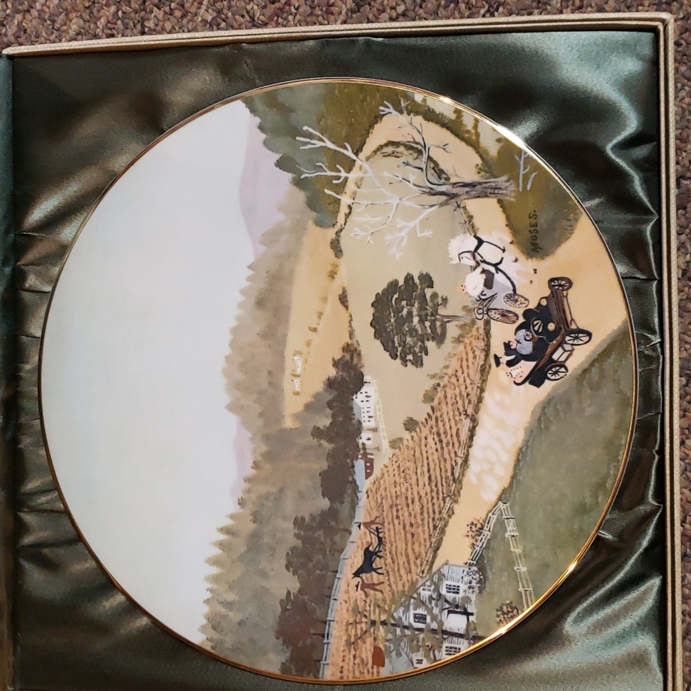 The Old Automobile Collector's Plate by Grandma Moses